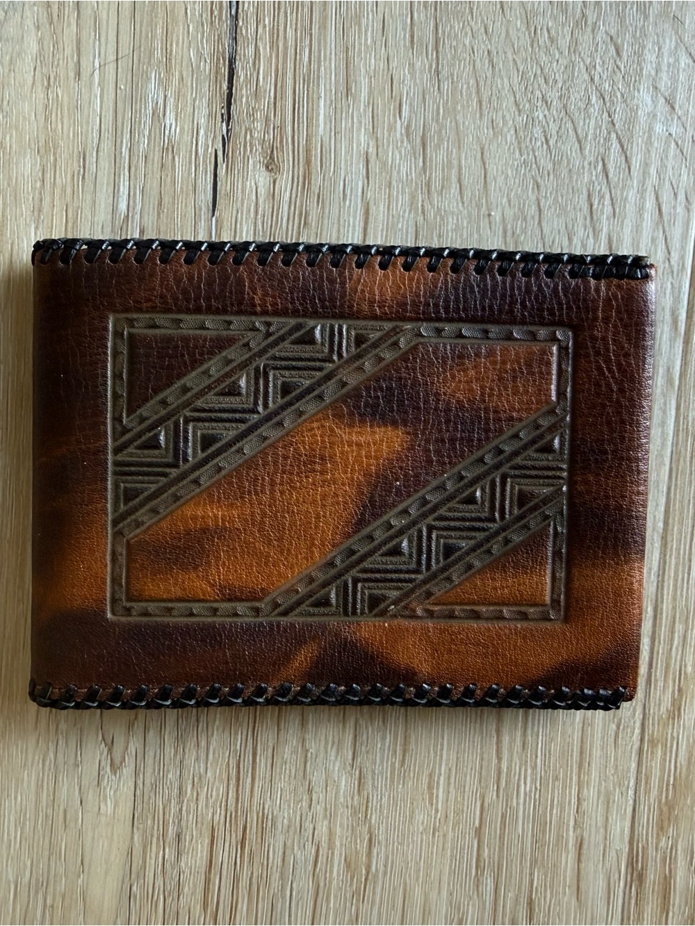 Vintage Amity Mid-Century Handcrafted Leather Lightweight Bifold Wallet